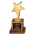3 1/2" x 6 3/4" Modern Star Casting in Goldtone Finish on Walnut Finish Base with Black Laserable Plate