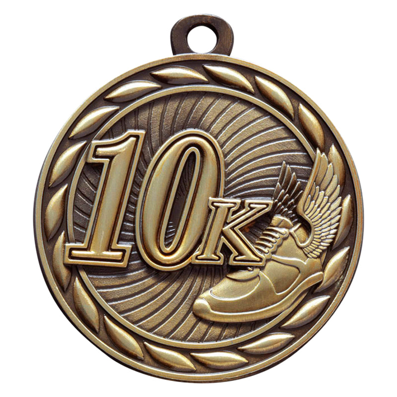 Die-Cast Metal 2-Inch in Diameter Round 10k Medal with Customizable Back in Antique Gold