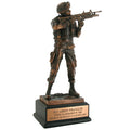 11-1/2 INCH ARMY SOLDIER TROPHY, ELECTROPLATED IN BRONZE