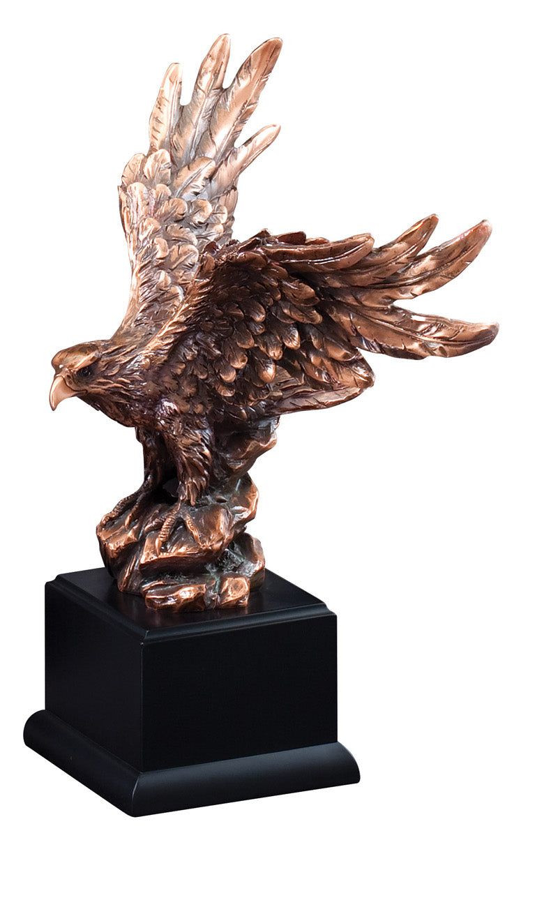 11-1/2 INCH BRONZE ELECTROPLATED AMERICAN EAGLE ON BLACK BASE