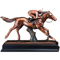 11-1/2 INCH ELECTROPLATED BRONZE JOCKEY ON RACING HORSE TROPHY