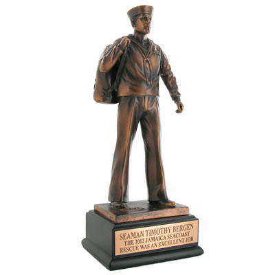 11-1/2 INCH NAVY SEAMAN TROPHY, ELECTROPLATED IN BRONZE