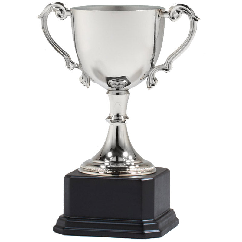 11-1/2 INCH NICKEL PLATED HIGH POLISHED FINISH LOVING CUP TROPHY