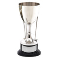11-1/2 INCH NICKEL POLISHED GOLF CUP TROPHY 3 CLUBS ON BLACK BASE