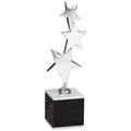 11-1/4 INCH BRIGHT SILVER DIE CAST METAL THREE STARS TROPHY