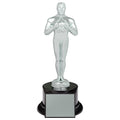 11-1/4 INCH OSCAR LIKE ACHIEVEMENT BRIGHT SILVER METAL FIGURE TROPHY