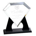 11-3/4 INCH X 12 INCH CLEAR DIAMOND ACRYLIC SHAPE AWARD ON BLACK BASE