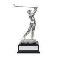 11 INCH ELECTROPLATED BRIGHT SILVER FIGURE GOLF TROPHY