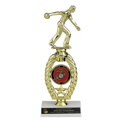 11 INCH SPORTS TROPHY WITH RISER HOLDS 2 INCH INSERT