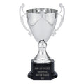 11 INCH TROPHY WITH 8-3/4 INCH SILVER CUP ON BLACK BASE