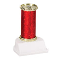 11 INCH STAR SPARKLE COLUMN TROPHY RED & GOLD SYNTHETIC WHITE BASE