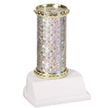 11 INCH STAR SPARKLE COLUMN TROPHY SILVER & GOLD SYNTHETIC WHITE BASE