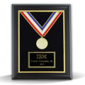 11 X 14 INCH BLACK FRAME GOLD TRIM HANGING MEDAL FRAME WITH RIBBON WALL PLAQUE