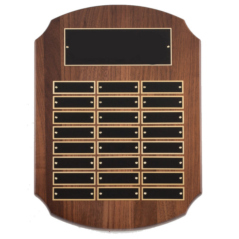 11 INCH X 15 INCH GENIUNE WALNUT PERPETUAL SHIELD PLAQUE