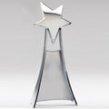 11 x 4-3/4 INCH SHOOTING STAR TOWER TROPHY BRIGHT SILVER FINISH METAL SATIN SILVER ENGRAVING AREA