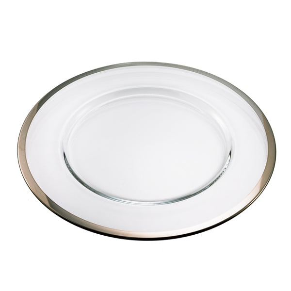 12-1/2 INCH CLEAR GLASS TRAY WITH PLATINUM BAND