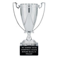12-1/2 INCH TROPHY WITH 10-1/4 INCH SILVER CUP ON BLACK MARBLE BASE