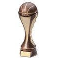 12 INCH BASKETBALL SCULPTED HEAVY WEIGHTED PLASTIC TROPHY TWO-TONE ANTIQUE GOLD FINISH