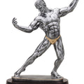 12 INCH MALE BODY BUILDER ANTIQUE SILVER FINISH TROPHY