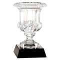 12 INCH HEIGHT HAND CUT CRYSTAL BOWL MOUNTED ON BLACK CRYSTAL BASE