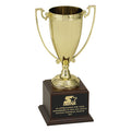 12 INCH TROPHY WITH 8-1/4 INCH GOLD CUP ON WALNUT WOOD BASE
