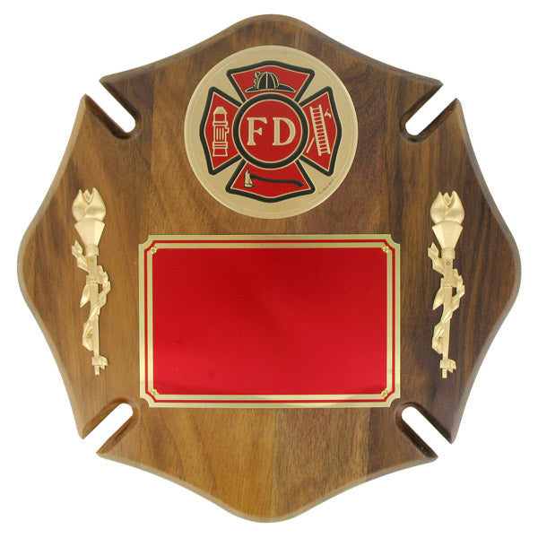 12 INCH WALNUT MALTESE CROSS PLAQUE WITH 4 INCH INSERT