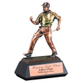 12 INCH MALE GOLF TROPHY ELECTROPLATED IN BRONZE MULTI-COLOR ON BLACK BASE