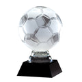 12 INCH OPTICAL CRYSTAL SOCCER BALL TROPHY ON BLACK CRYSTAL BASE