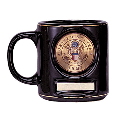 12 OUNCE BLACK COFFEE MUG TAKES 2 INCH INSERT AND PLATE