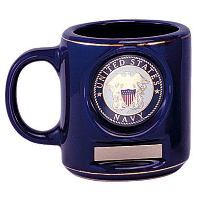 12 OUNCE BLUE COFFEE MUG TAKES 2 INCH INSERT AND PLATE