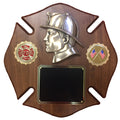 12 X 12 INCH FIREMAN MALTESE CROSS WALNUT VENEER PLAQUE