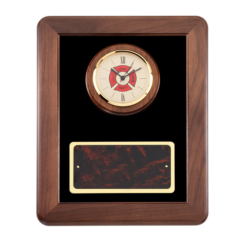 12 X 15 INCH GENUINE WALNUT FRAME WITH FIREMAN CLOCK – Graduation Inc.