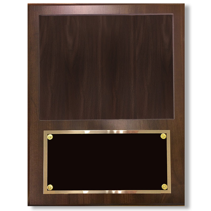 12 X 15 INCH PHOTO PLAQUE WALNUT FINISH SLIDE IN 8X10 PHOTO
