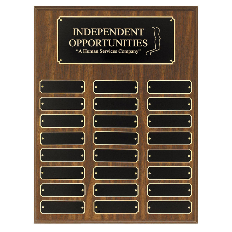 12 X 16 WALNUT FINISH PERPETUAL PLAQUE BLACK HEADER PLATE