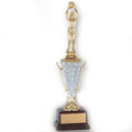 13-1/2 INCH TROPHY WITH CLEAR ACRYLIC CUP TAKES FIGURE