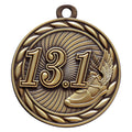 Die-Cast Metal 2-Inch in Diameter Round 13.1 Run Medal with Customizable Back in Antique Gold