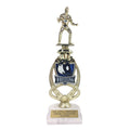 13 INCH MALE WRESTLER TROPHY RISER WITH FIGURE ON MARBLE BASE