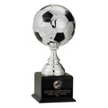 13 INCH SILVER SOCCER BALL TROPHY WITH 6-1/4 INCH DIAMETER BALL
