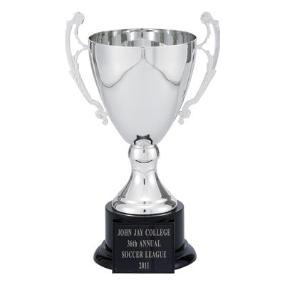 13 INCH TROPHY WITH 10-1/4 INCH SILVER CUP ON BLACK BASE