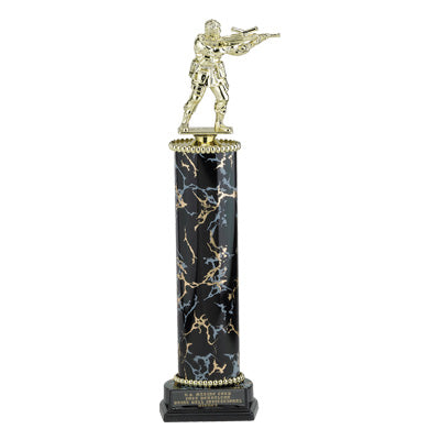 14-1/2, 15-1/2, 16-1/2 INCH ONE MARBLEIZED COLUMN TROPHY TAKES FIGURE