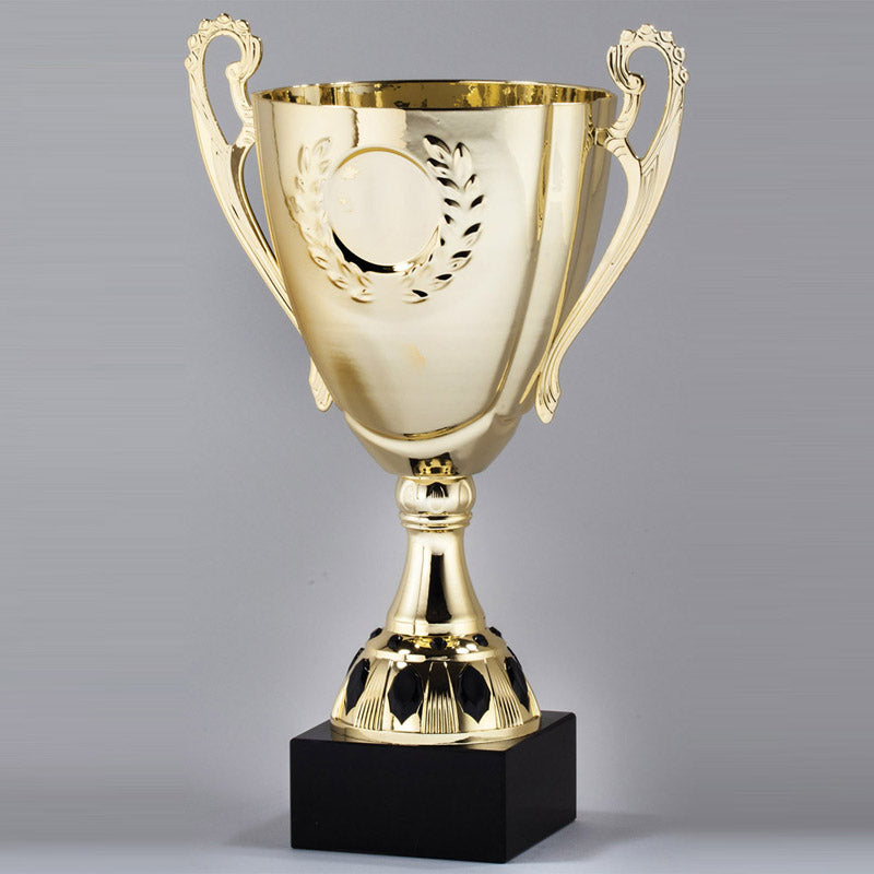 14-1/2 INCH GOLD METAL TROPHY CUP WITH 2 INCH INSERT OPTION