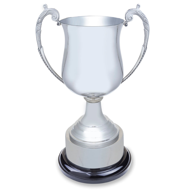 14-1/2 INCH HEIGHT BRIGHT POLISHED NICKEL PLATED TROPHY CUP