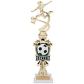 14 INCH FEMALE SOCCER ALL STAR SPORT MOTION TROPHY ON A BLACK BASE