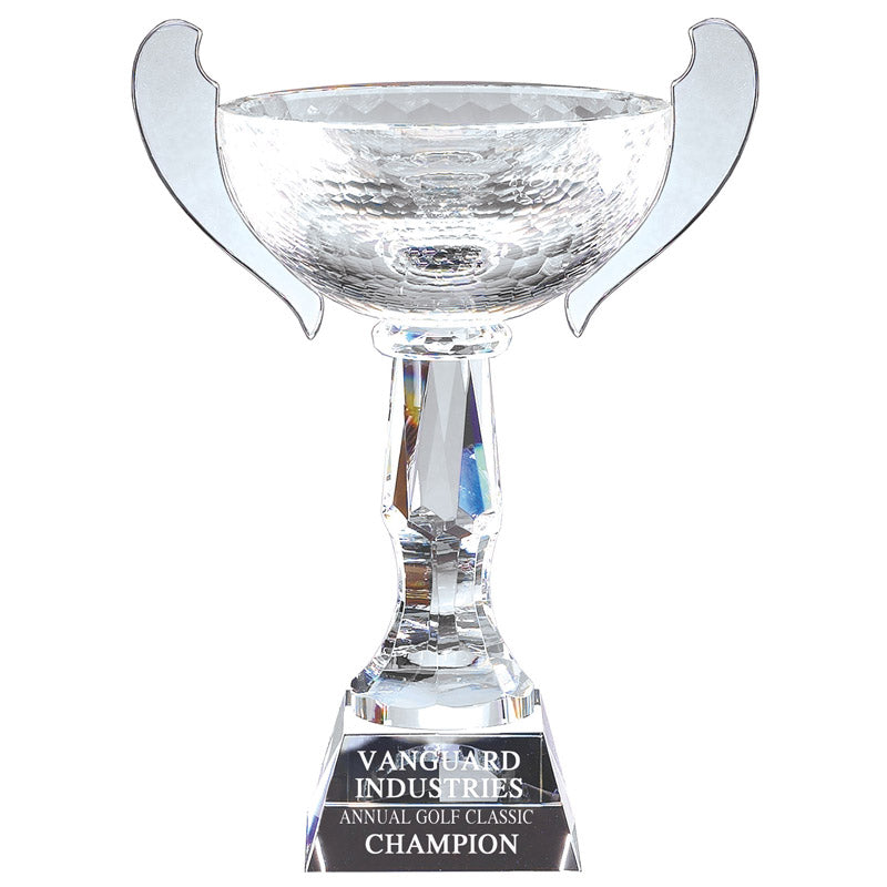 15 x 10-1/2 INCH DIAMOND CUT OPTICAL CRYSTAL ELEGANT TROPHY CUP