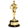 11" Cast Metal Goldtone Finish Classic Achiever Figure on a Black Piano Finish Base with a Gold Flex-Brass Plastic Plate