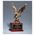 15" Antique Bronze Finished Eagle Resin Casting on Rosewood Piano Finish Base with Black Laserable Brass Plate