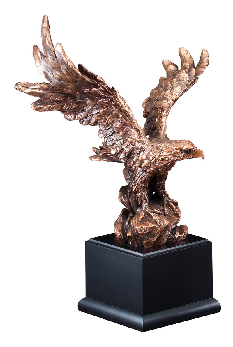 16 INCH BRONZE ELECTROPLATED AMERICAN EAGLE ON BLACK BASE