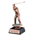 16 INCH MALE GOLF SWING ELECTROPLATED BRONZE ON BLACK BASE