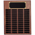 16 x 20 INCH WALNUT FINISH PERPETUAL PLAQUE WITH BLACK AND GOLD HEADER PLATE-48 NAME PLATES