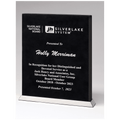 7 1/2" x 10" Black/Silver Laser Leather Desktop Plaque with Chrome Plated Base